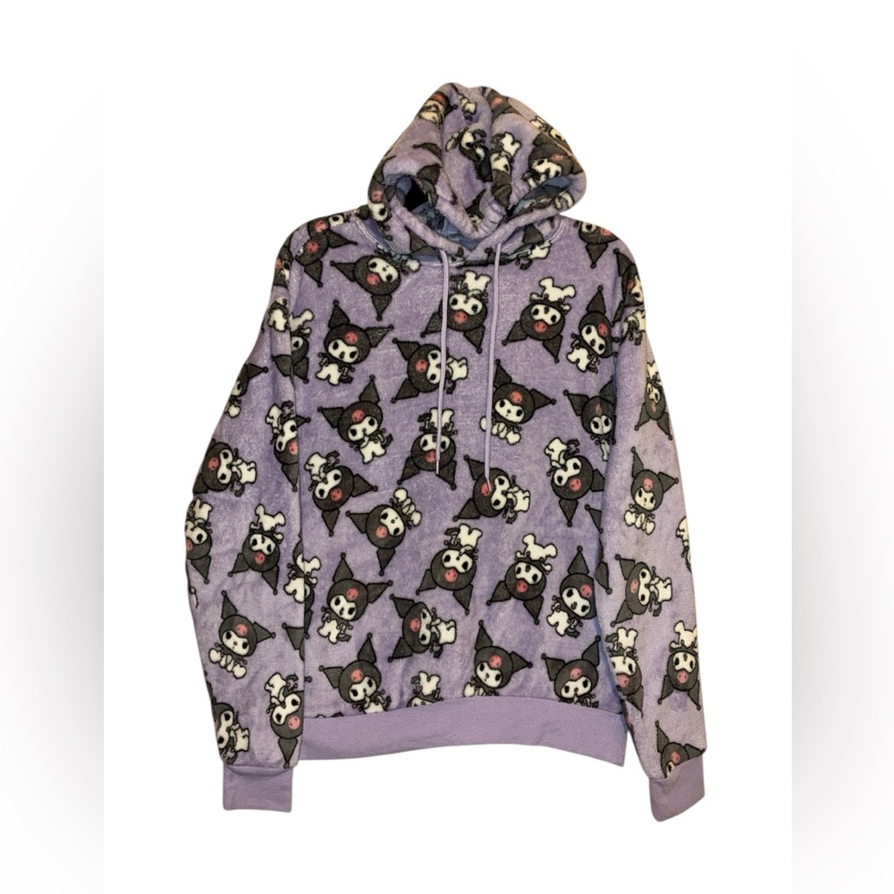 Kuromi Sanrio Hello Kitty and Friends Plush Hoodie Hooded Sweatshirt Sz S